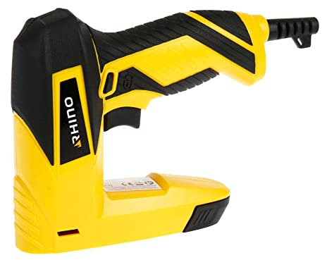 Rhino 311836 - Grapadora eléctrica con 400 grapas y 100 clavos incluidos