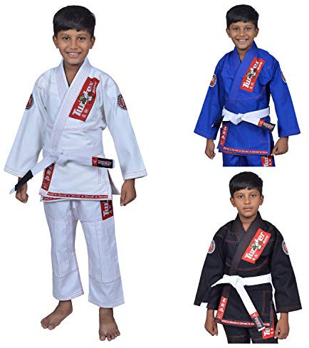 Twister Kids Jiu Jitsu Gi Ultra Light Youth Gi con Gi Bag e cintura bianca inclusa (bianco/rosso, C2)