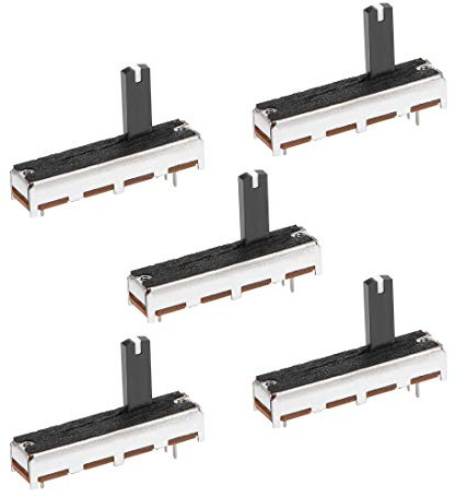 uxcell 5pcs Fader Variable Resistors Mixer 35mm Straight Slide Potentiometer B50K Ohm Linear Potentiometers for Dimming Tuning