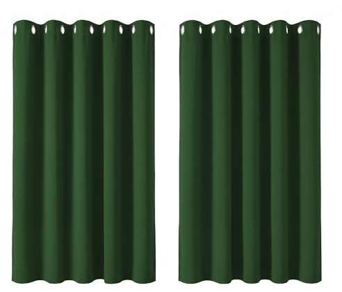 Deconovo Green Curtains Thermal Insulated Eyelet Blackout Curtains for Bedroom 66 x 54 Inch Forest Green Two Panels