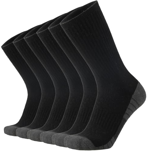 ONKE Max Full Cushion Crew Socks Moisture Wicking Odor Control Durable for Heavy Duty Steel Toe Work Boot Athletic Training(Black M)