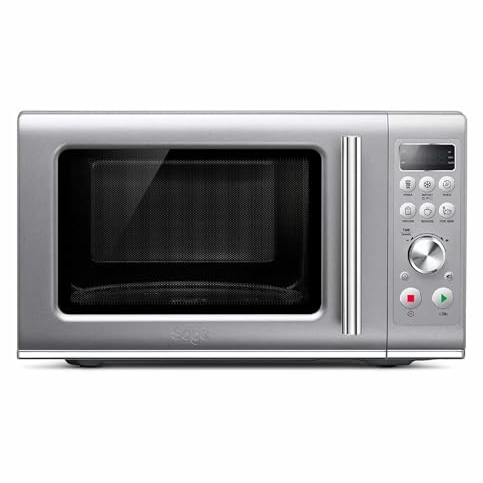 Sage - The Compact Wave Soft Close - Mikrowelle mit Drehteller und 6 Voreinstellungen, Auftauen und Aufwärmen ohne Austrocknen - Einfach zu Bedienen - Leise, Kompakt, Praktisch - Silber