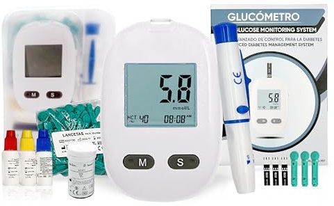 Behler - Kit Misuratore di Glucosio nel Sangue BG-707, Bianco, Include 50 Strisce Reattive e 50 Lancette per il test della Glicemia - Glucometro - Kit Misuratore di Zucchero - Misuratore Glicemia