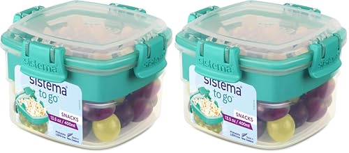 Sistema Snacks TO GO Lebensmittelbehälter | 400 ml | Kleine Snackdose mit Fächern | BPA-frei | Einzeleinheit (Packung mit 1) (Packung mit 2)