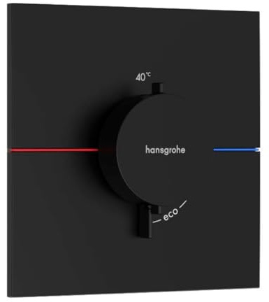 hansgrohe ShowerSelect Comfort E - Thermostat conceiled, Bathroom tap with Safety Stop at 40 °C, Thermostat Square for Showers and Bath tubs, Shower Mixer for 3 Functions, matt Black, 15574670