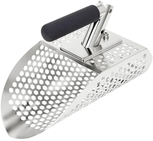 Pala per la rilevazione di metalli, in acciaio inox e acciaio inox, pala per metal detector, accessori per metal detector, rastrello per pulci di sabbia per la spiaggia, pala a a setaccio rapido