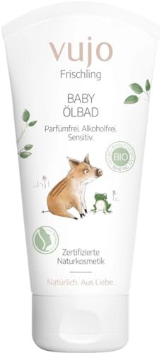 vujo Frischling | Baby Ölbad | Parfümfrei | Alkoholfrei | Ohne Duftstoffe | Vegan | 150 ml