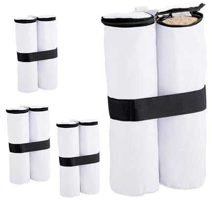 Relaxdays Pavillon Sandsäcke, 4er Set, Oxford-Gewebe, zum Befüllen mit Sand, Beschwerer Partyzelte, Gewichtssäcke, weiß