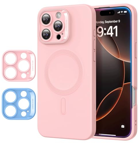 ESR for iPhone 16 Pro Max Case with MagSafe, Supports Magnetic Charging, Smooth & Slim Silicone Case, Full Screen and Camera Protection, Anti-Scratch, Soft Microfiber Lining, Cloud Series, Pink