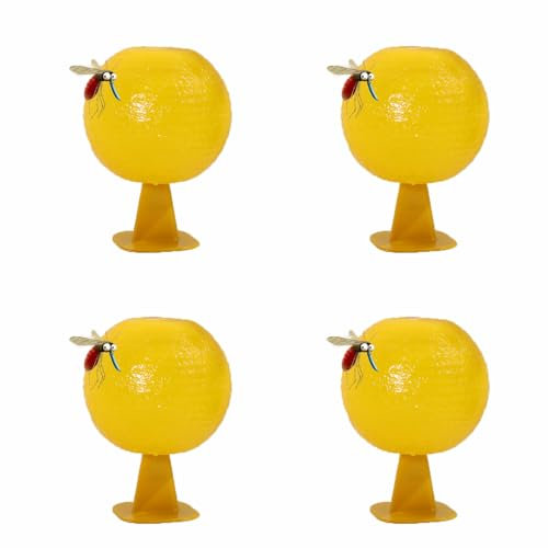 LSRVNM 4 Pièces Mouches de Fruits Jaunes Boules, Fruits Multifonction Pièges à Insectes Volants Boule, Attrape Moucherons Cuisine, pour de Fruits, Fourmis, Moustiques