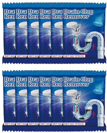 Waschbecken und Abflussreiniger,Pipeline Sauber Pulver,Schnellschäumender Rohrreiniger,Effektives Abflusspulver für Abflüsse,Gel Rohrfrei Abflussreiniger,Rohrleitung Reinigung Pulver 5g,12pc