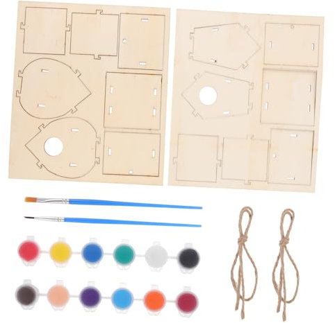 IMIKEYA 2Sätze DIY Vogelhaus Bausatz Für Holz Zum Basteln Und Bemalen Kreatives Kunsthandwerk Für Jungen Und Für Kleine Künstler