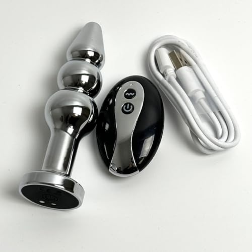 YILUQIFLY Vibrateur Anal Butt Plug Métal Vibrateur Anal Godemiché Masseur Prostatique avec 10 modes de réglage Vibration Anal Sex Toy Large avec télécommande Jouet adulte (C)