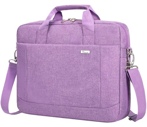 Voova Laptop Bag Case 17 17.3 Inch Computer Sleeve Messenger Bag, Lavender | Computer Bag MacBook Bag with Shoulder Strap Expandable Waterproof Large Capacity Business Briefcase for Travel, Men Women