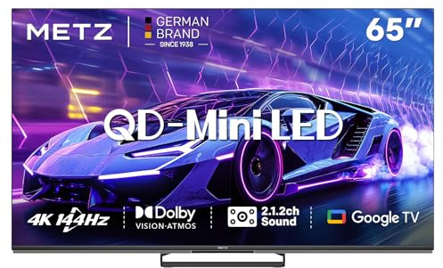 Metz QD-MiniLED 65 Pollici Smart TV UHD, 65MNE8000Z, 144hz, MEMC, Dolby Vision Atmos, HDR10, Freesync, Googlecast,Tuner DVB-T/T2/C/S/S2/Analogico