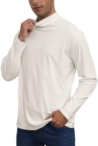 CTU Mens Turtleneck Shirts Thermal Stretchy Pullover Basic Tops | 80% Cotton, Mock Neck, Casual, Long Sleeve, Undershirt Sweater