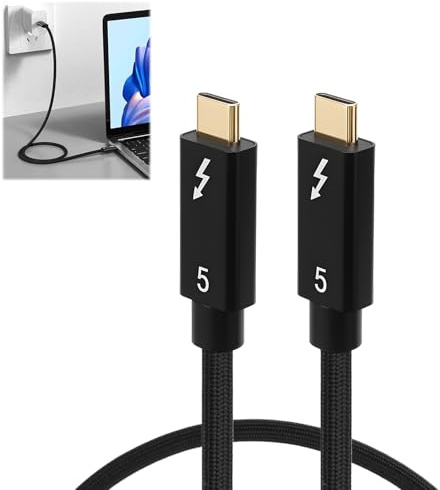 iwui Thunderbolt 5 Câble Type-C 80Gbps avec jusqu'à 120Gbps de Bande Passante et 240W de Charge, Prise en Charge Vidéo Simple 16K@30Hz et Double 6K/8K@60Hz pour Périphériques USB 4.0, USB-C, Mac, 1M