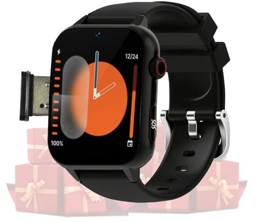 Pulsera Llamada Emergencia Para Personas Mayores, Reloj Inteligente Con Múltiples Idiomas Y Alerta SOS, Videollamadas HD, Relojes Para Personas Mayores/padres MayoresBlack,1.95*1.57*0.47 inch