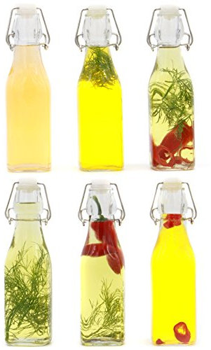 Clip Top Preserve Bottles - 250ml Set of 6 | Airtight Glass Cruet Dispenser Bottles | Ideal for Home Brewing | Vintage Style Vacuum Clip Seal | M&W