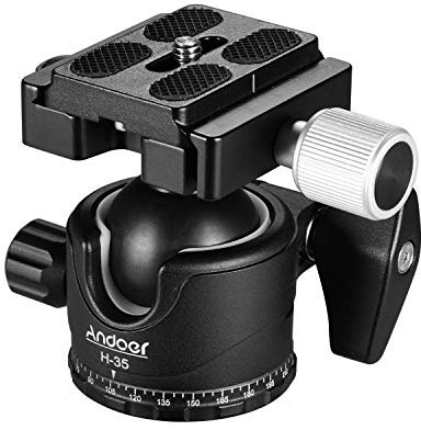Andoer Kugelkopf Stativkopf mit Schwerlast Fotografie Kamera Stativ Stativköpfe,maximale Belastung 15 kg,Schnellwechselplatte 1/4 Zoll Schraube