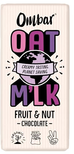 Vegan Chocolate Bar - Ombar Oat M'lk Fruit & Nut, Organic, Fair Trade, Dairy Free and Gluten Free Sustainable Oat Milk Chocolate