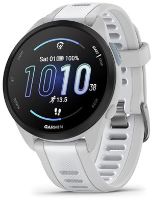 Garmin Forerunner 165 Music GPS 43mm Running Smartwatch, Lightweight, AMOLED Touchscreen, Advanced Training & Insights, Safety & Tracking Features, up to 11 days Battery Life, Whitestone