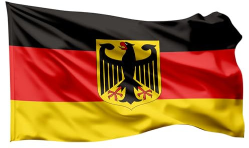 Deutschland Adler 150 x 90 cm Flagge - EM 2024 Fahne - Fanartikel - strapahrzierfähiges Polyester & Metallösen (90x150 mit Adler)