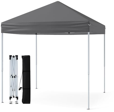 COSTWAY Carpa Plegable 2,01 x 2,01m, Altura Ajustable, Pergolas de Jardin Pop up con Bolsa de Transporte, Gazebo Pabellón Plegable Camping Fiesta (Gris)