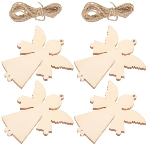 Warmhm 20 Pezzi Di Ritagli In Legno A Forma Di Angelo Natalizio, Ornamenti In Legno Grezzo A Forma Di Angelo, Decorazioni Natalizie Da Appendere Per Lavori Fai Da Te, Decorazioni Per L'Albero Di Natal