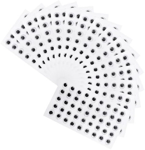 TOAOB 12 Sheets 8mm Googly Eyes Stickers Self Adhesive Wiggle Eye Plastic Craft Sticker Eyes for DIY Crafts Scrapbooking Decoration