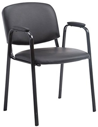 CLP Stapelstuhl Ken Pro I Konferenzstuhl Mit Kunstleder-Bezug Und Armlehnen, Farbe:schwarz