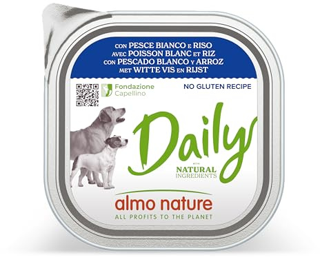 Almo Nature Daily Meny kattfoder hund paté med fisk och ris, 300 g, 9 stycken