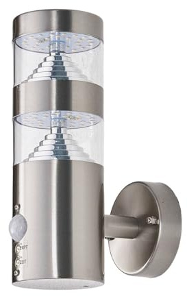 Lindby LED Outdoor Wall Light Lanea with Motion Detector (Modern) in Silver Made of Stainless Steel from wall lamp for Exterior/Interior Walls, House Terrace und Balcony