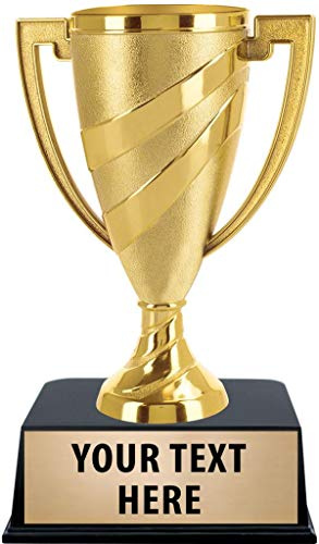 Crown Awards Gold Cup Trophies with Custom Engraving, 5.75 Personalized Gold Swirl Cup Achievement Trophy On Black Base 1 Pack Prime