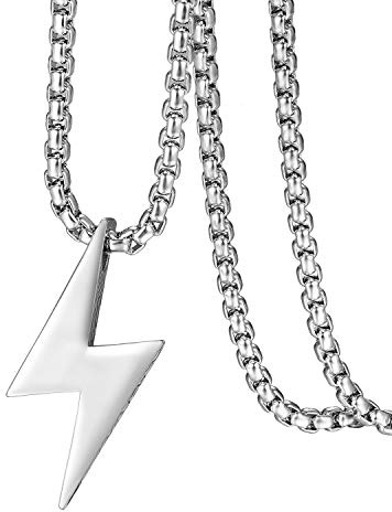 Flongo herrhalsband, blixtpolerat hänge, halsband för män, fars jul, alla hjärtans dag