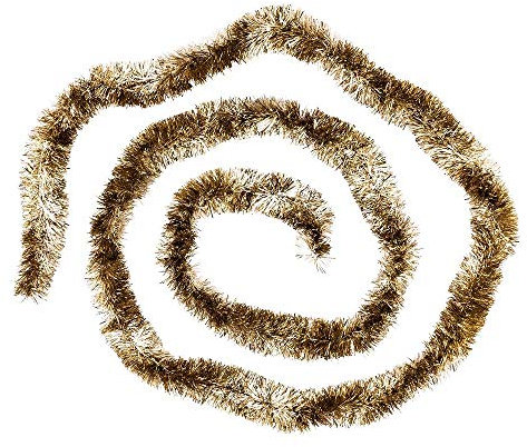 Ideen mit Herz Guirnalda deluxe de espumillón, bicolor, 4 cm de diámetro, 2 m de largo, guirnalda decorativa, de Navidad, decoración para fiestas (dorado y plateado metalizado)