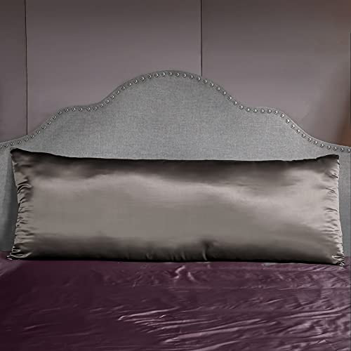 THXSILK Schwangerschafts Kissenbezug Seide, 100% Maulbeerseide Kissenhülle für Lange Seitenschläfer Kissen 40x145cm, Holzkohle