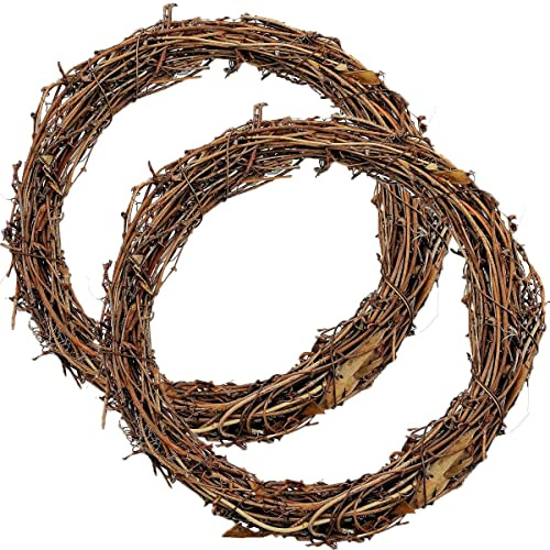 2pcs 18-20inch Large Natural Grapevine Wreath Rings Rattan Vine Branch Wreath Hoop for DIY Craft Christmas Easter Holiday Decoration Seasonal Decors (2pcs 50cm/18-20inch)