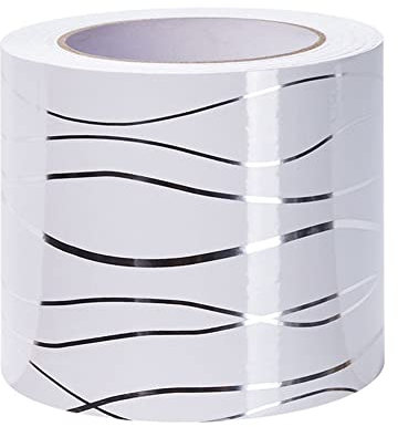 Bordure De Papier Peint Frise Murale Adhesive Bordure Papier Peint Frise Autocollante Pour Cuisine, Salle De Bains, Plafond, Salon, Chambre DéCoration Murale Vague Blanche 5cm X 500cm