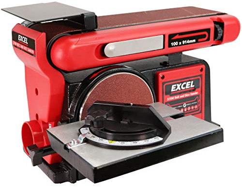 Excel 370W 4 Belt & DISCSander LINISHER Bench TOP Woodwork - Heavy Duty, Dust Extraction, Tilt 0-90°, Bench Belt & DiscSander, 4 DiscSander, 370w Belt & DISCSander
