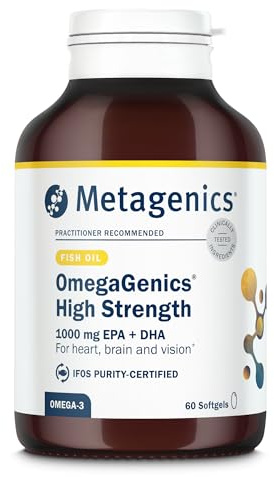 Metagenics OmegaGenics - High Strength Omega-3 Pure Fish Oil Supplement - 1000mg EPA & DHA - 60 Capsules