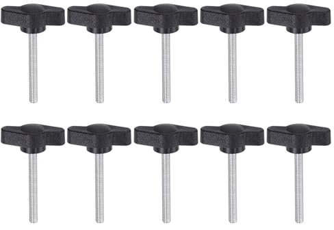 QUARKZMAN 10Pcs Vis de Serrage Étoile Vis à Oreilles M4 x 35mm Filetage Mâle Standard Boutons en Plastique T/Z Poignées Réglables Poignées de Serrage à Main Vis à Oreilles, Noir