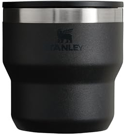 STANLEY 1913 Stay-Hot Stacking Cup 0.29L - Travel Mug Keeps Drinks Cold for 2.5 Hours - Stainless Steel Thermal Cup - Stacks Infinitely - Double Wall Vacuum Insulation - Dishwasher Safe - Black 2.0