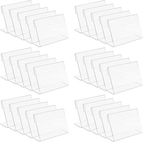 Titular de la etiqueta acrílica, soporte de tarjeta de nombre de acrílico 9 x 6 cm, etiquetas de precio acrílico para restaurantes de oficina de tiendas, 30 piezas