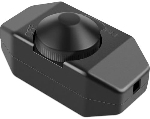 TECHZOCO Potentiomètre régulateur de lumière avec interrupteur, variateur LED, interrupteur variateur d'intensité, atténuateur de lumière, convient pour 60 W, 230 V, connexion par soudure, PVC, noir