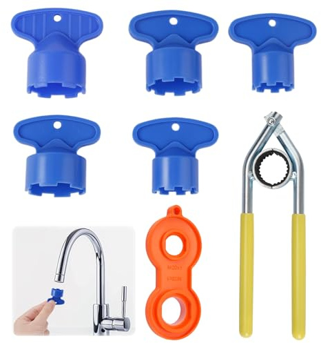 PetGlimmer 7-delad vattenkran nyckel plast, flera specifikationsnycklar, skiftnyckel för kranar i badrum och kök, M16/M18/M20/M21/M22/M24/M28