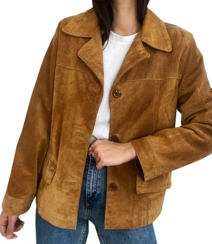 Kvinnor vintage 90-talet brun mocka läder kavaj: Västerländsk cowgirlstil