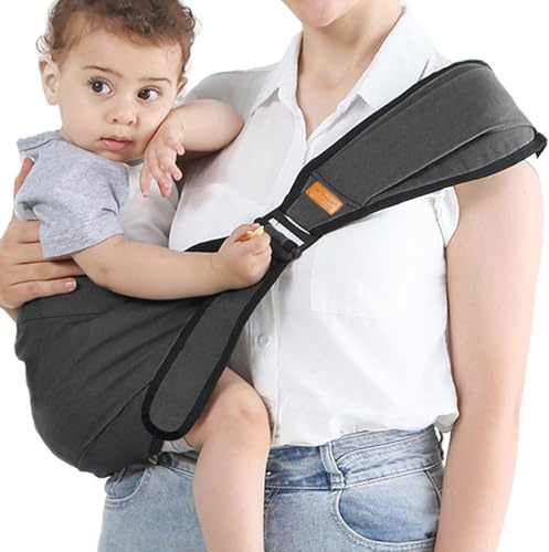MOTIBACK Baby Tragetuch mit Schulteröffnung Stoffversion, Ergonomische Stoffbabytrage für Neugeborene bis 36 Monate/Kleinkinder bis 15kg, Atmungsaktives Weiches Stofftragetuch, Einstellbar (5)