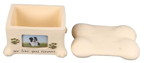 Yosoo Health Gear Urnes Commémoratives pour Animaux de Compagnie, Boîte à Cendres de Chien en Résine avec 2 Pattes, Couvercle en Forme d'os, 7,5 X 5, X 4, Pouces, Boîte d'Urnes pour Animaux de