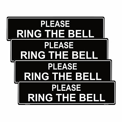 Haobase 4 PCS Please Ring The Bell Sign - Self Adhesive Vinyl Sticker (20cm x 5cm)